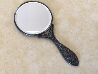 ANTIQUE  PEWTER “ PURSE “ MIRROR