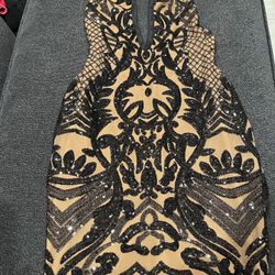 Black Sequin Halter Dress 