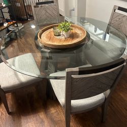 Glass dining table with 4 chairs