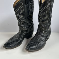 Mens Tony Lama Black Leather Boots Size 12