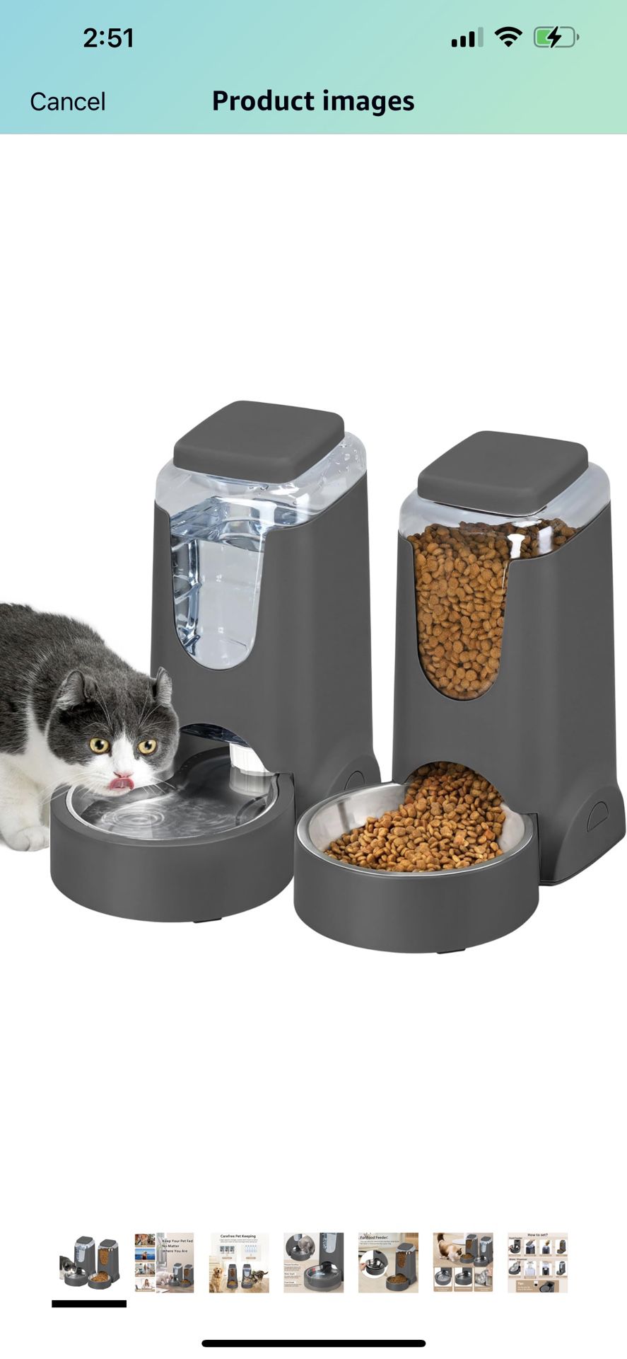 2 Pack Automatic Cat Feeder and Stainless Steel Water Dispenser, Gravity Dog Waterer Set Food Feeder and Waterer Set for Small Medium Kitten Puppy Pet