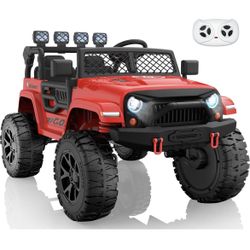 ANPABO 24V 2 Seater Ride on Toy Truck w/EVA Tires, 4X200W Motors, 4 Shock Absorbers, 2.4G Remote Control, Bluetooth Radio, LED Headlights & Searchligh