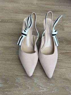 Blush Pink Pointed-Toe Slingback Heels