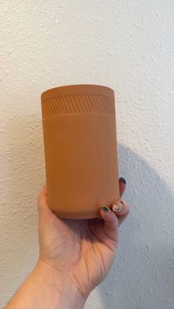 Terracotta Ceramic Cylindrical Vase