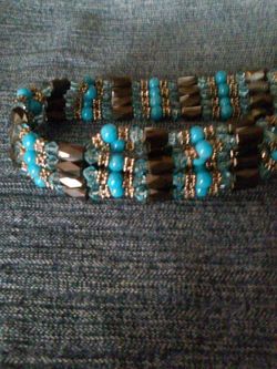 Magnette simulated turquoise & black , choose. As a Wrap Bracelet. Or Necklace