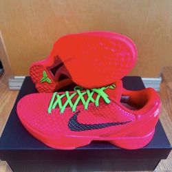 Nike Kobe 6 Protro Low Reverse Grinch Red FV4921-600 Mens Size 8 Brand New