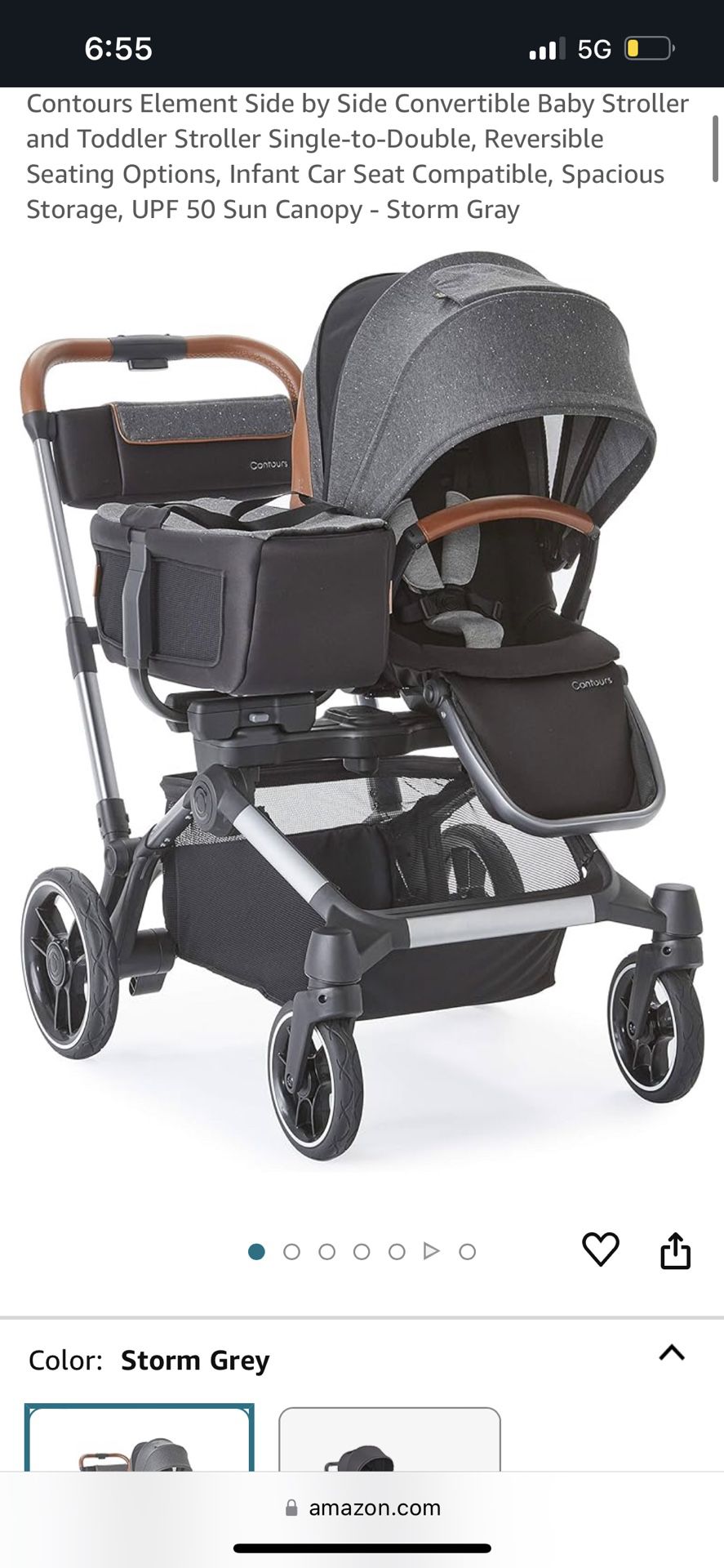 Contours Element Side by Side Convertible Baby Stroller and Toddler Stroller Single-to-Double