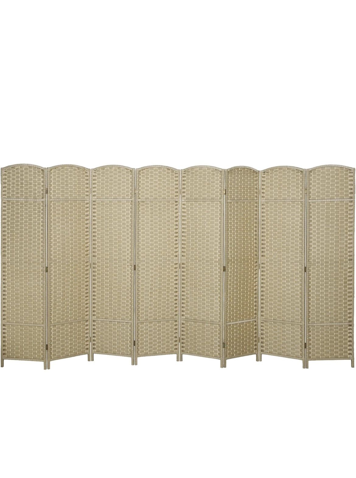 HOMCOM 5.6 ft. Tall 8-Panel Folding Room Divider Privacy Screen in Nature Wood