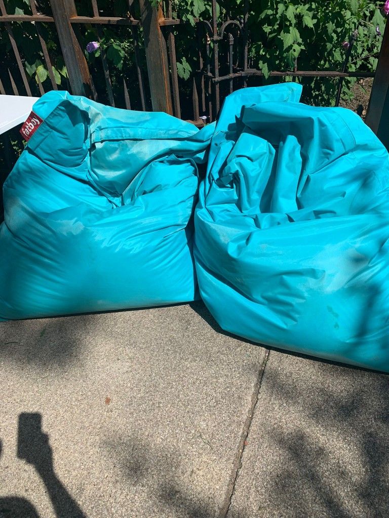 Pair of Teal Fatboy oversized Bean Bag Chairs