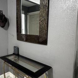 Vanity mirror + Glass Console Table 