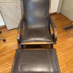 Bali Leather chair with foot stool