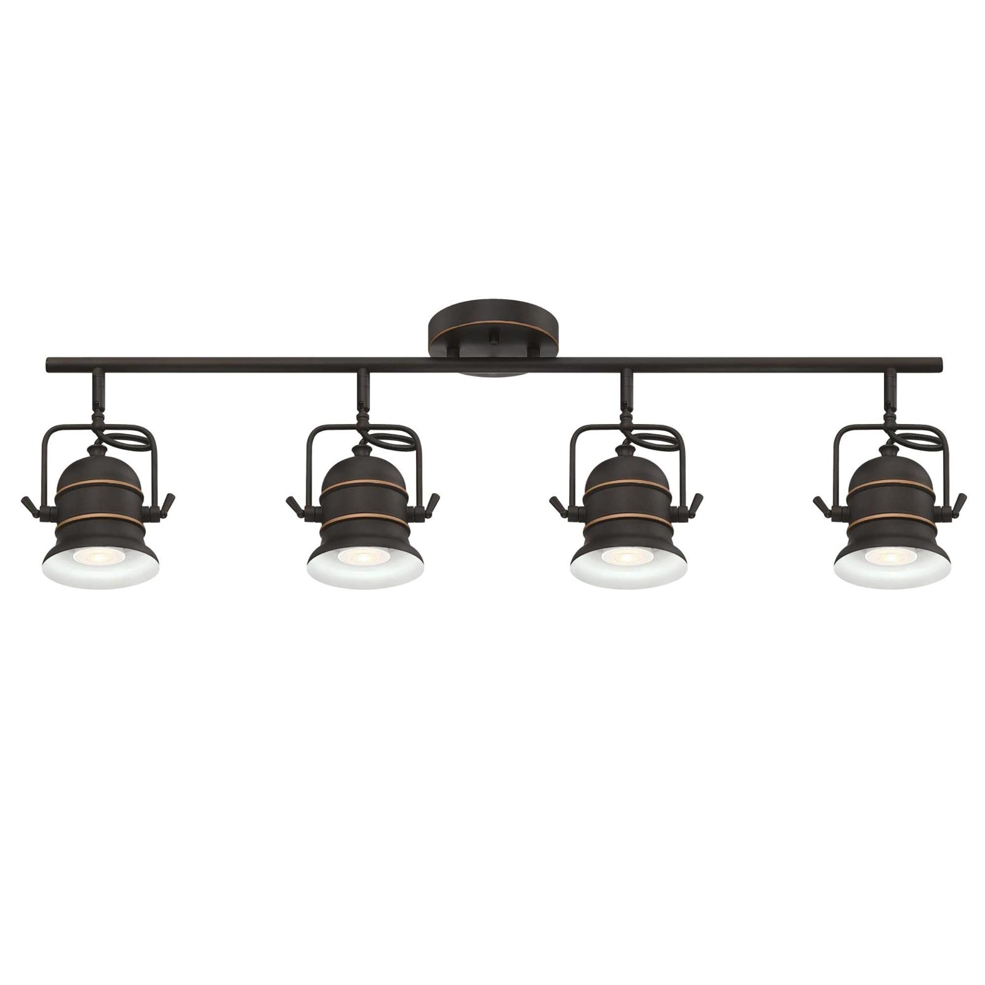 Westinghouse 6116800 Boswell Vintage-Style Four-Light Indoor Track Light Kit, Oil Rubbed Bronze Finish with Highlights,Metal Shade