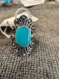Silver Filigree Ring with Turquoise Stone