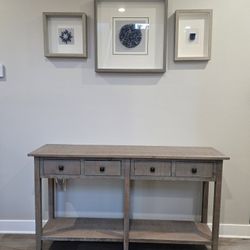 Solid Wood Rustic 4 Drawer Console Entryway Sofa Table