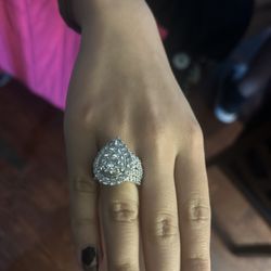 4 CT. T.W. Pear-Shaped Multi-Diamond Triple Frame Multi-Row Engagement Ring in 14K White Gold