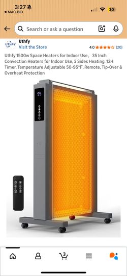 Large 1500W Indoor Space Heater w/ Remote โ 3-Side Heating (New)
