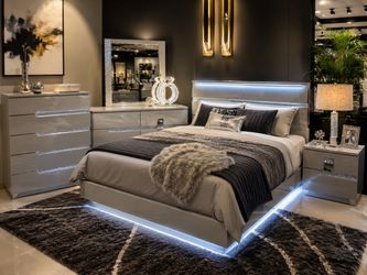 Modern Glam Bedroom Set with LED Lighting Pay Just $39 Down!