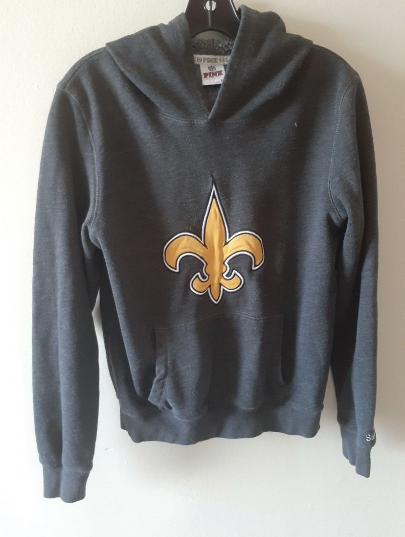 PINK Victoria Secret NFL With 5th and Ocean Clothing Gray Hoodie Saints Size M