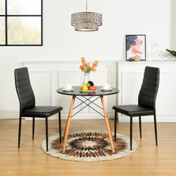 ANN High Back Dining Chairs, Padded Fabric Seats with Black Metal Legs Set of 2/4/6