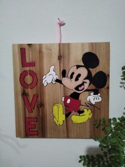 Rustic Mickey Mouse Wood Sign