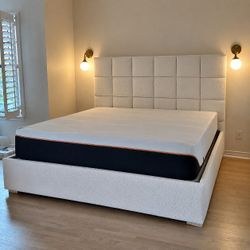 King side bed frame with mattress and headboard
