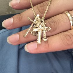 14k 5 Pendants And 14k Rope Chain