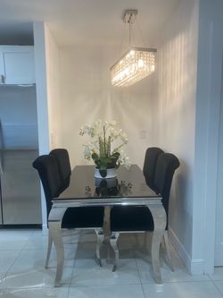 Full set king bed and 4 chairs dining table