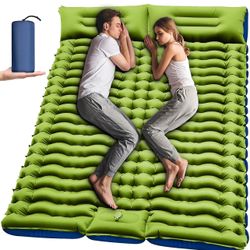 Yuzonc Double Sleeping Pad - Self Inflating 4" Extra-Thick for 2 Person with Pillow Built-in Foot Pump Inflatable Sleeping Mat for Backpacking, Hiking