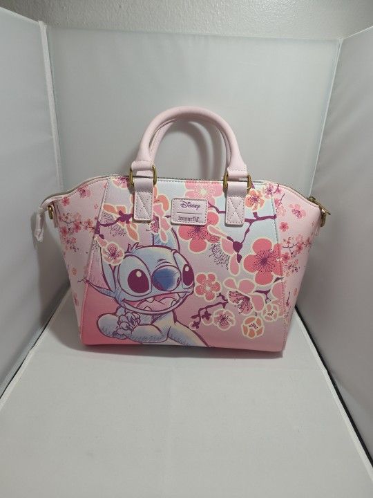Loungefly Disney Lilo & Stitch Satchel Cherry Blossoms Floral Purse Bag NWT