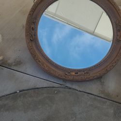 Large Round Mirror Antique Gold