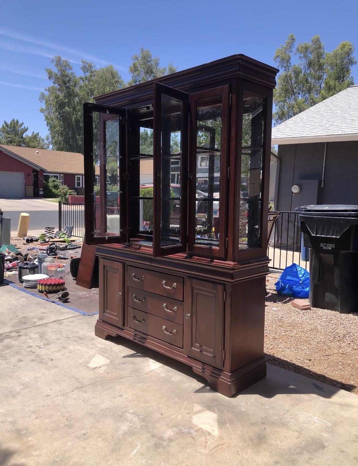 Wood Antique Table With 6 Chairs And Tv Stand