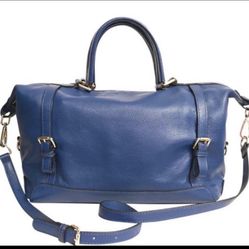 Ora Delphine Adele Blue Leather Satchel