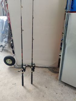 2 ZEBCO RHINO TOUGH FISHING RODS WITH REELS
