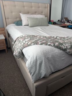 Queen bed frame and mattress