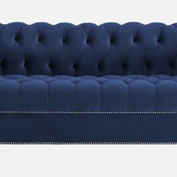 Blue Tufted Sofa (Set Of 2) 