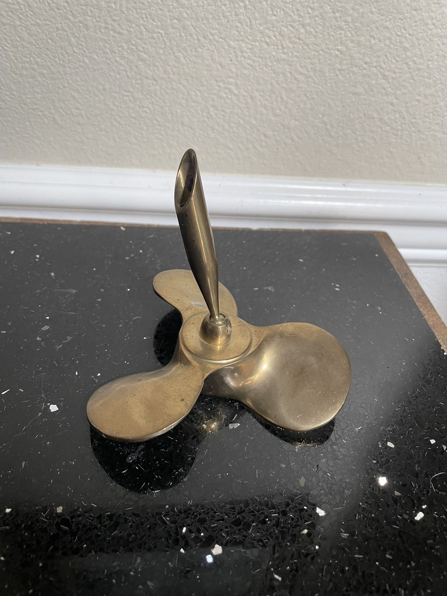 Solid Brass Boat Propeller Pen Holder . Vintage Circa 1970