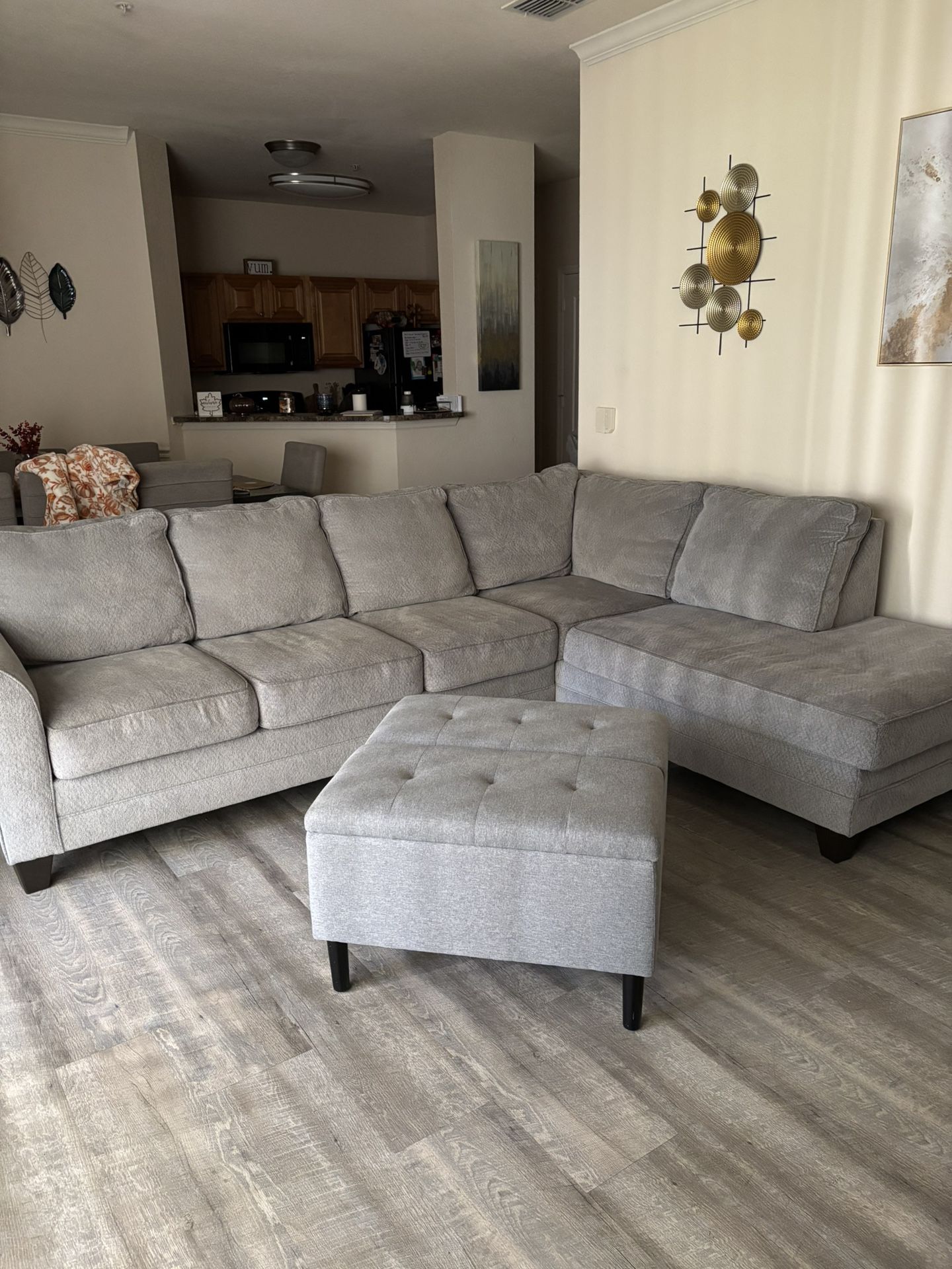 Grey Sectional With Ottoman For Sale 