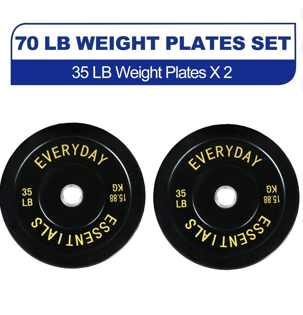 BalanceFrom Olympic Bumper Plate Weight Plate, 35 Ibs Pair Black