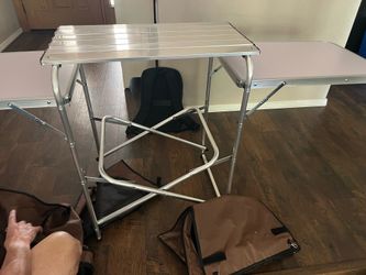 Portable Camping Kitchen / Folding Camp Table with Storage – Never Used