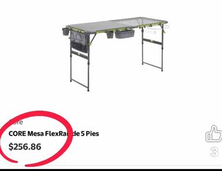 CORE 5ft Prep & Cook FlexRail Table Folding Camping Kitchen Outdoor Grill Stand
