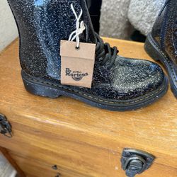 Dr Martens 1460 J Cosmic Glitter Youth Black Patent Leather Boots