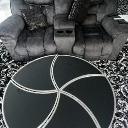 Old Brick Dark Gray Couch Set (2) And Abstract Coffee Table