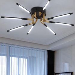 8-Light Close to Ceiling Light Black Gold LED 