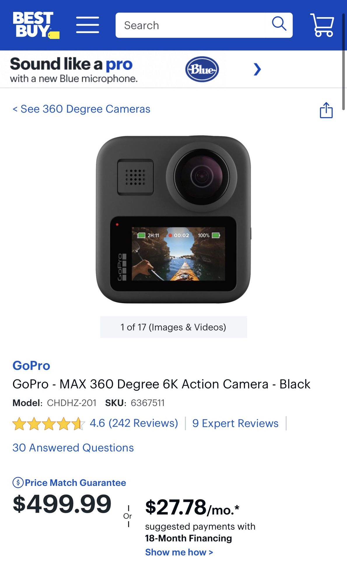 GoPro MAX 360 6k Action Camera & Platinum Kit