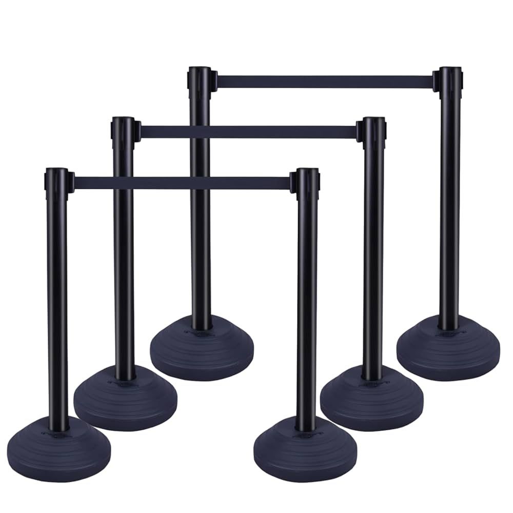 10 ft Crowd Control Stanchion Set, Crowd Control Barrier, Stanchions with Retractable Belts & Water Filled Base, Retractable Stanchions, Queue Managem