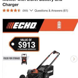 Echo 56V 21 in. Cordless Battery Walk Behind Self-Propelled Lawn Mower with 5.0Ah Battery and Charger 