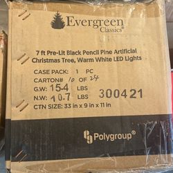 Pre Lit Black Christmas Trees, Silver Pencil tree, And More! 