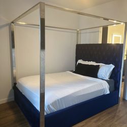 (Queen) navy blue canopy Bed 