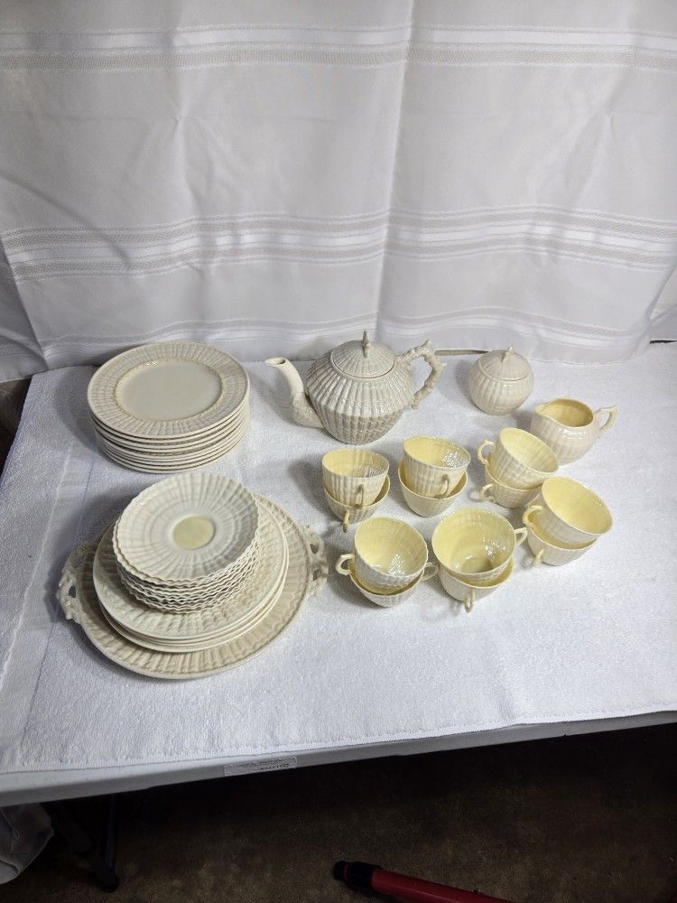 Exquisite Belleek Basketweave Bone China Tea & Dinner Set - Rare Collection!