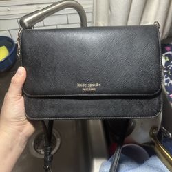Kate Spade New York Madison Flap Convertible Crossbody bag in black saffiano leather. 